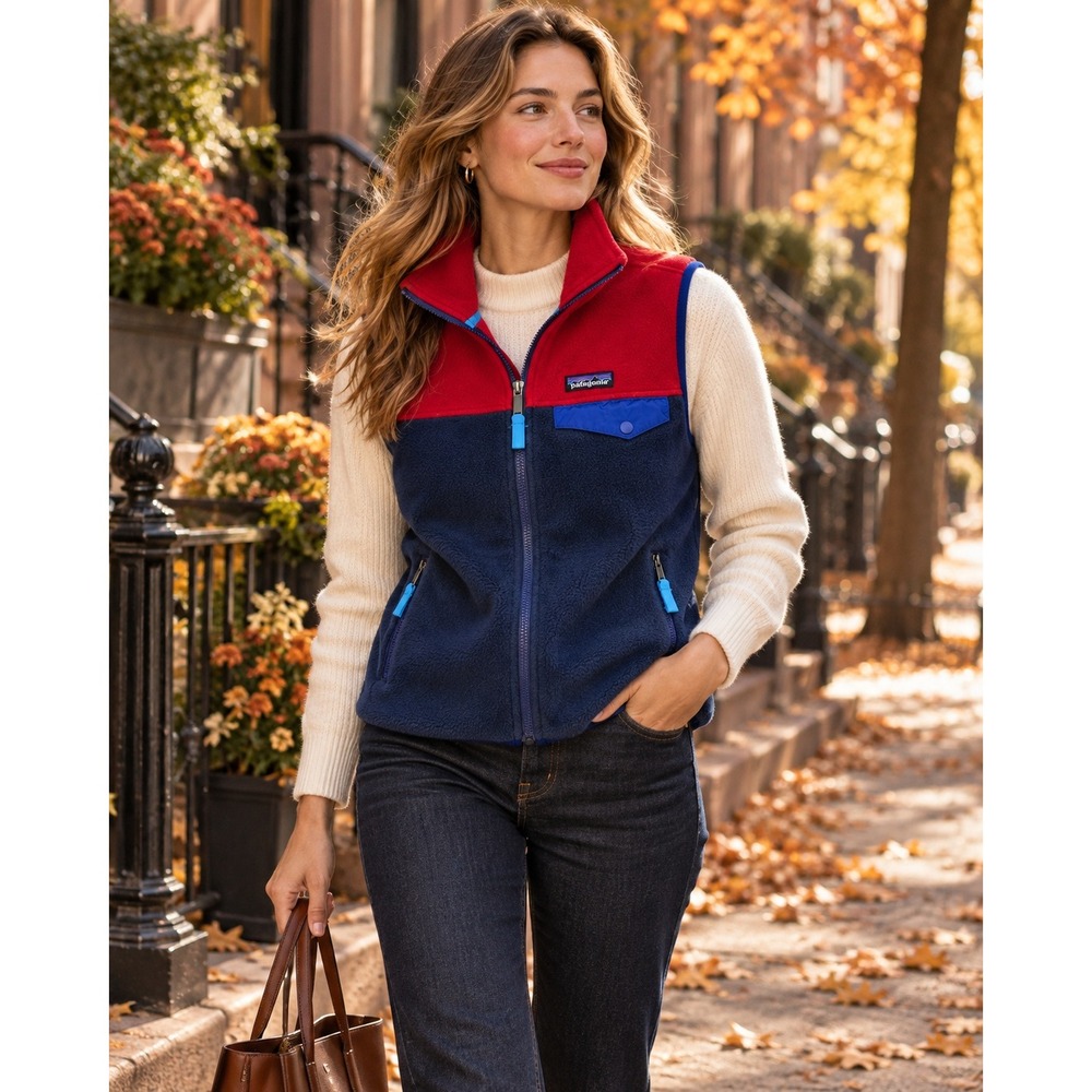 Patagonia Synchilla Blue Red Lightweight Vest Zip Up (MSRP: $118) Medium
